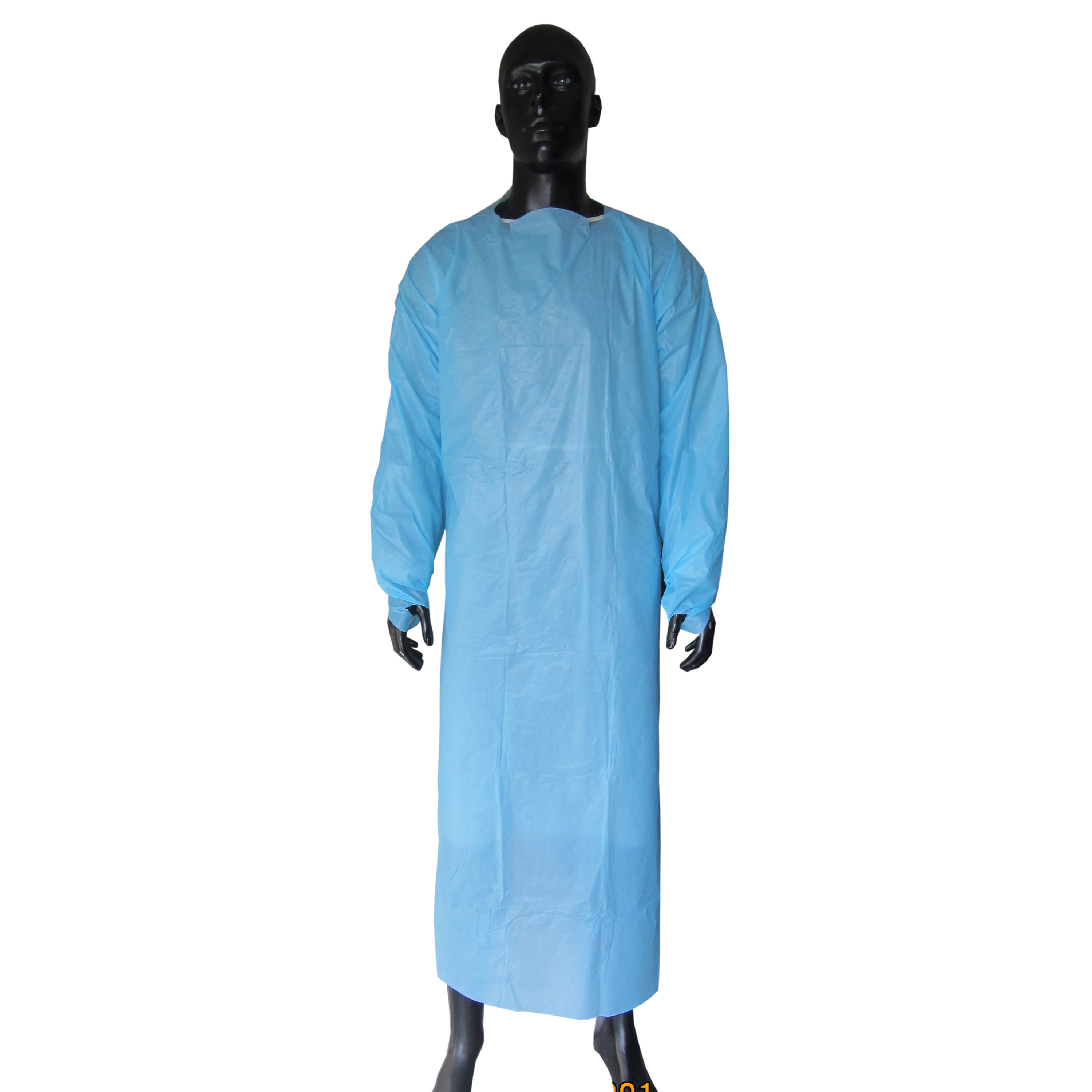 Медицинский поставщик Больница Накладные расходы Открытая спина Cpe Изоляционное платье CPE Платье с петлей Tumb
